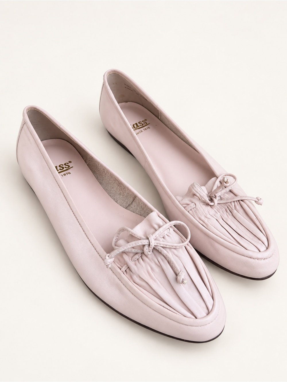 Vintage Bass Co. Chantilly Gathered Leather Loafers - Blush Pink 7.5